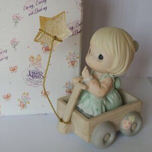 Vintage Precious Moments Girl Star Peace Collectible Porcelain Figurine